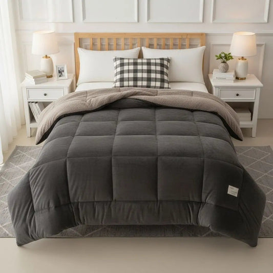 Soft Plush Lambswool Filled Winter Quilt - Lusomart