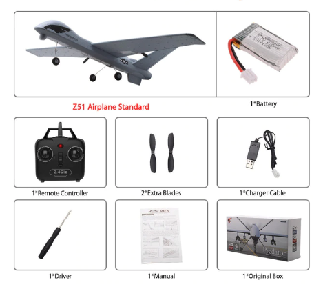 Fast RC Airplane With LED Lights And Rechargeable Battery