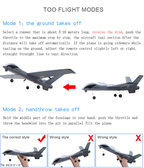 Fast RC Airplane With LED Lights And Rechargeable Battery