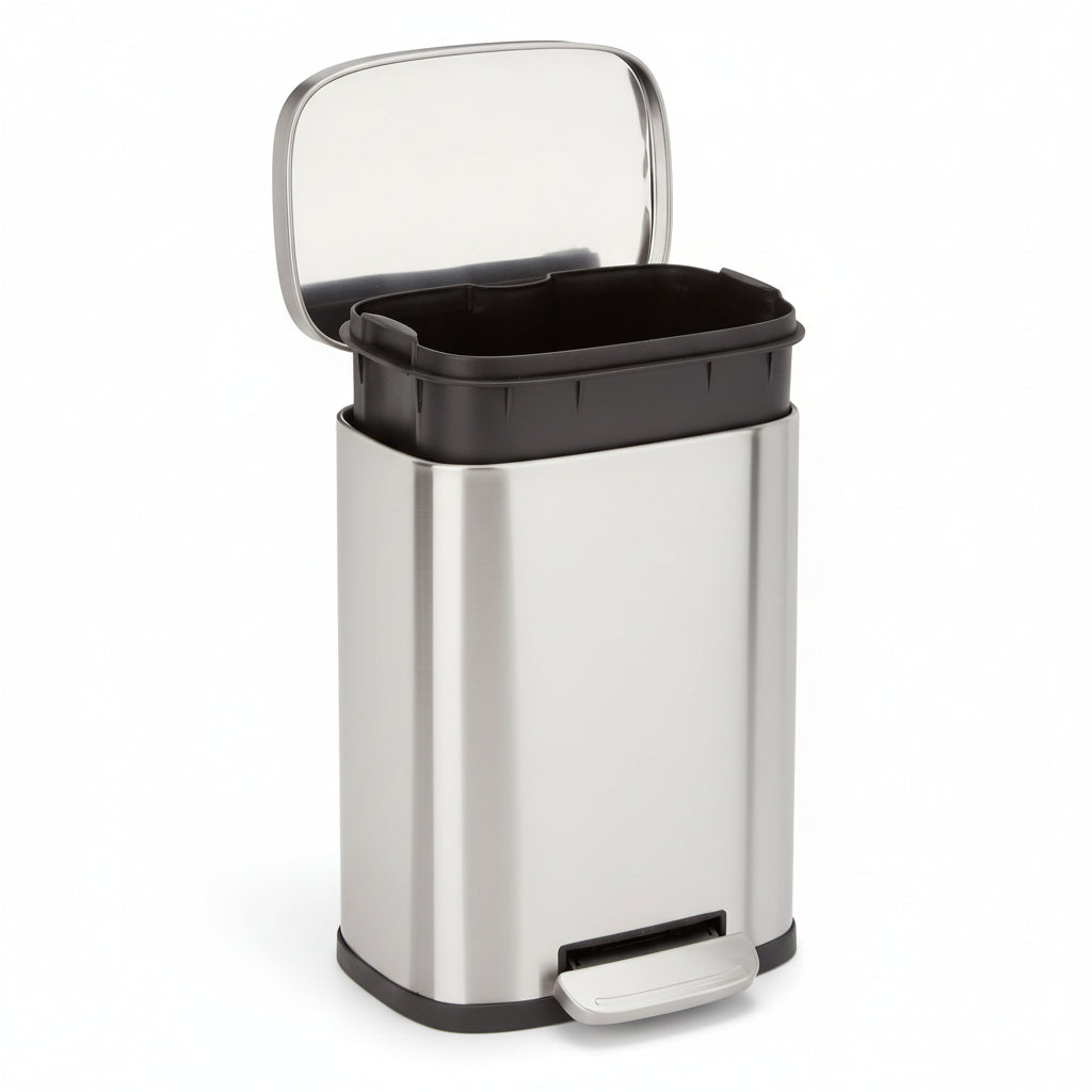 Compact Bathroom Stainless Steel Foot Pedal Bin - Lusomart