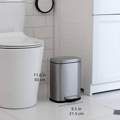 Compact Bathroom Stainless Steel Foot Pedal Bin