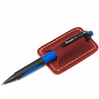 Genuine Leather Notebook Clip On Pen Holder Accessory