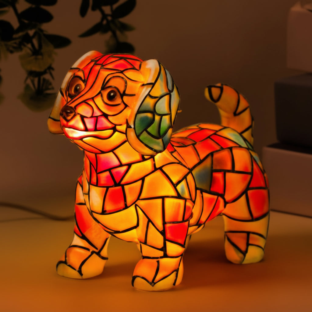 Cute Dog Statue Desk Lamp Decorative Table Light