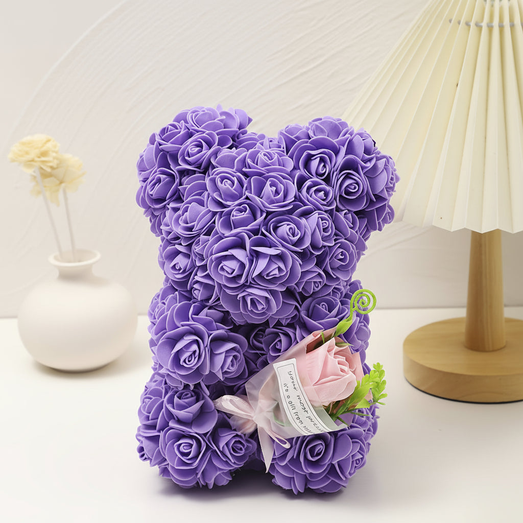 Romantic Artificial Rose Bear Centerpiece Gift