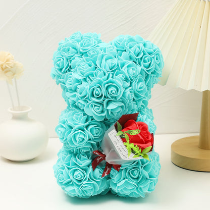 Romantic Artificial Rose Bear Centerpiece Gift