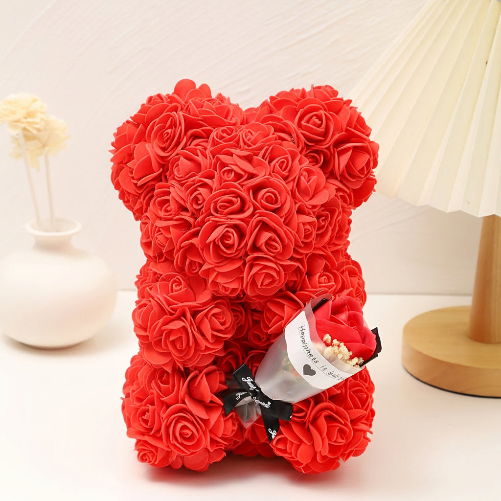 Romantic Artificial Rose Bear Centerpiece Gift