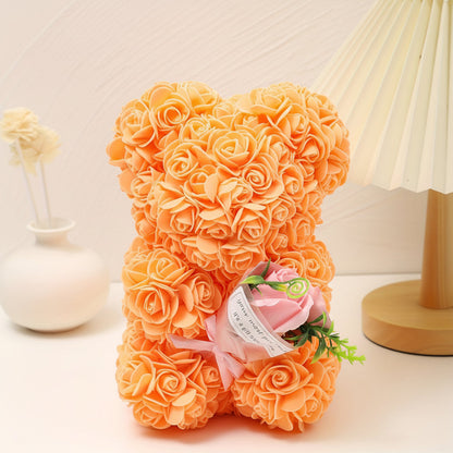Romantic Artificial Rose Bear Centerpiece Gift