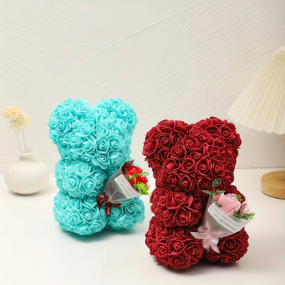 Romantic Artificial Rose Bear Centerpiece Gift