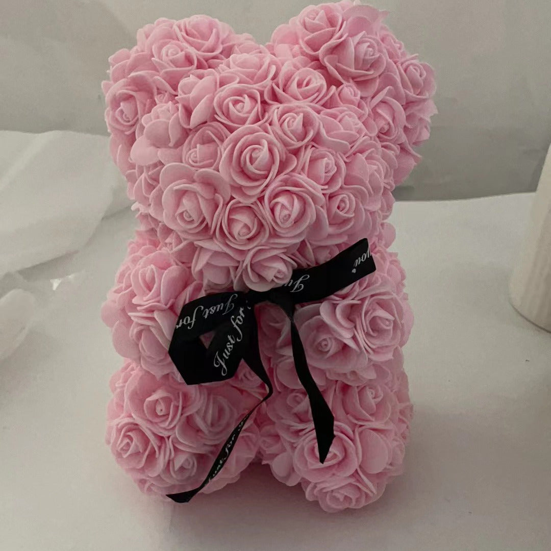 Soft Pink Floral Teddy Bear Valentines Day Gift