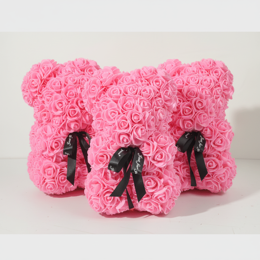 Soft Pink Floral Teddy Bear Valentines Day Gift