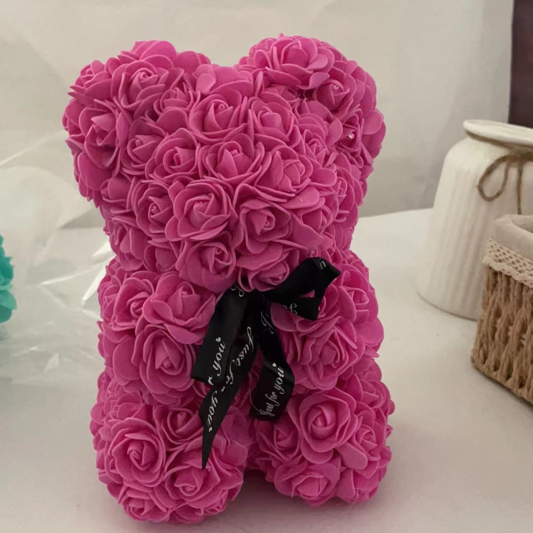 Soft Pink Floral Teddy Bear Valentines Day Gift
