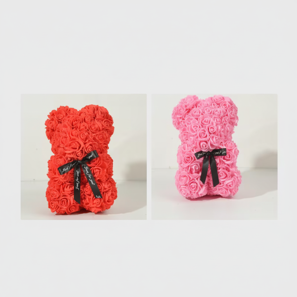 Soft Pink Floral Teddy Bear Valentines Day Gift