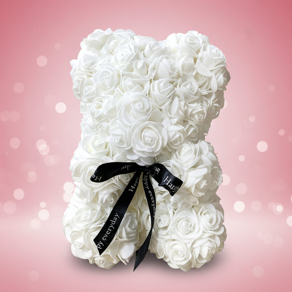 Soft Pink Floral Teddy Bear Valentines Day Gift