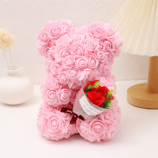 Romantic Artificial Rose Bear Centerpiece Gift - Lusomart