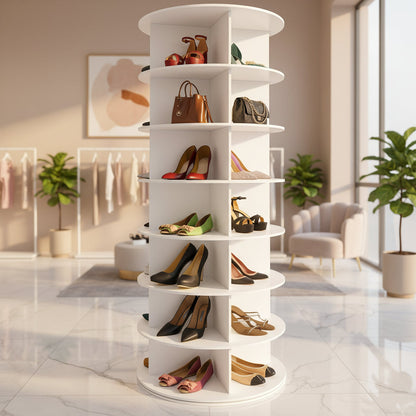 Compact Spinning Shoe Storage Tower Holder - Lusomart