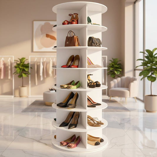 Compact Spinning Shoe Storage Tower Holder - Lusomart