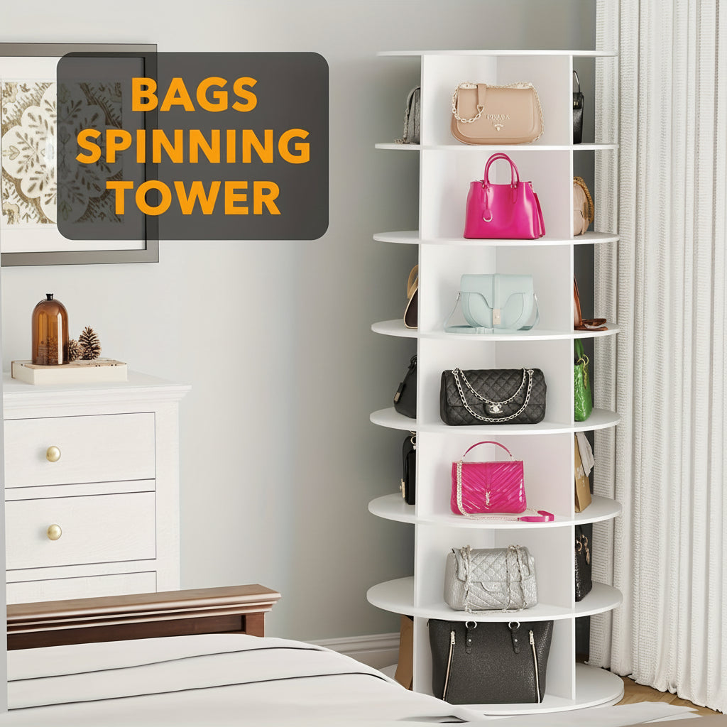 Compact Spinning Shoe Storage Tower Holder