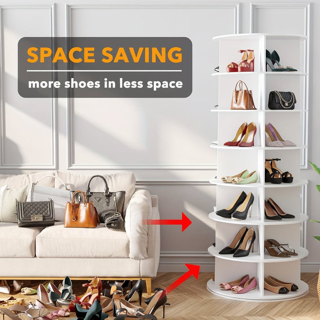 Compact Spinning Shoe Storage Tower Holder
