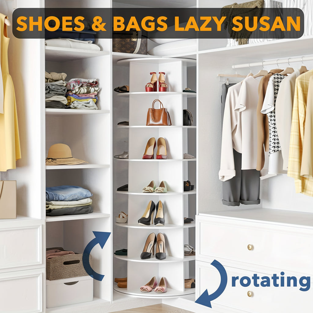 Compact Spinning Shoe Storage Tower Holder