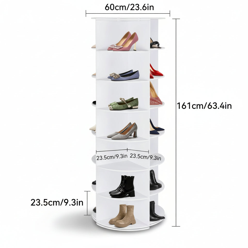 Compact Spinning Shoe Storage Tower Holder