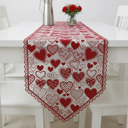 Beautiful Red Lace Table Runner Valentine Decor