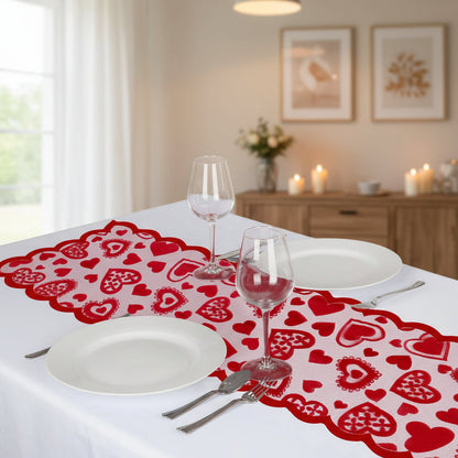 Beautiful Red Lace Table Runner Valentine Decor