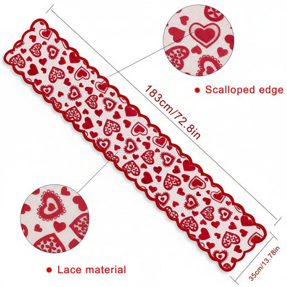 Beautiful Red Lace Table Runner Valentine Decor