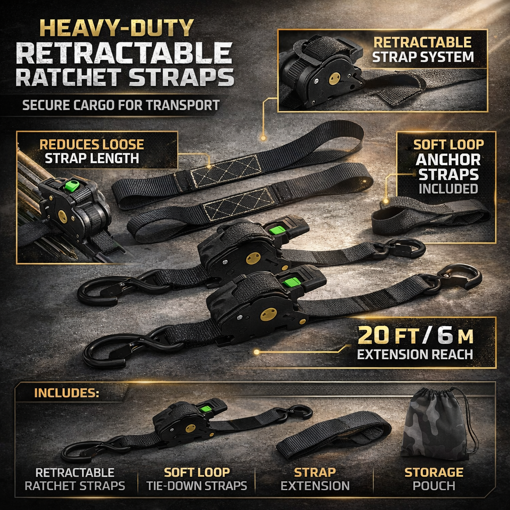 Secure Cargo Tie Downs Heavy Duty Ratchet Strap Set