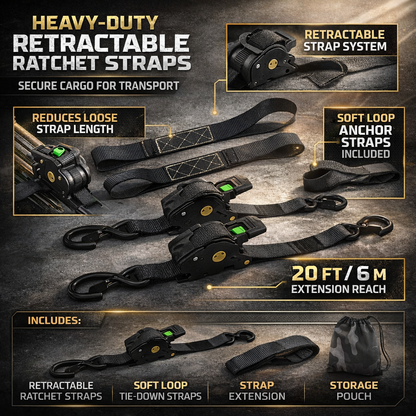 Secure Cargo Tie Downs Heavy Duty Ratchet Strap Set