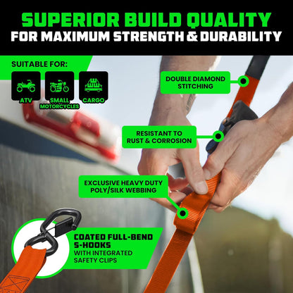 Secure Cargo Tie Downs Heavy Duty Ratchet Strap Set
