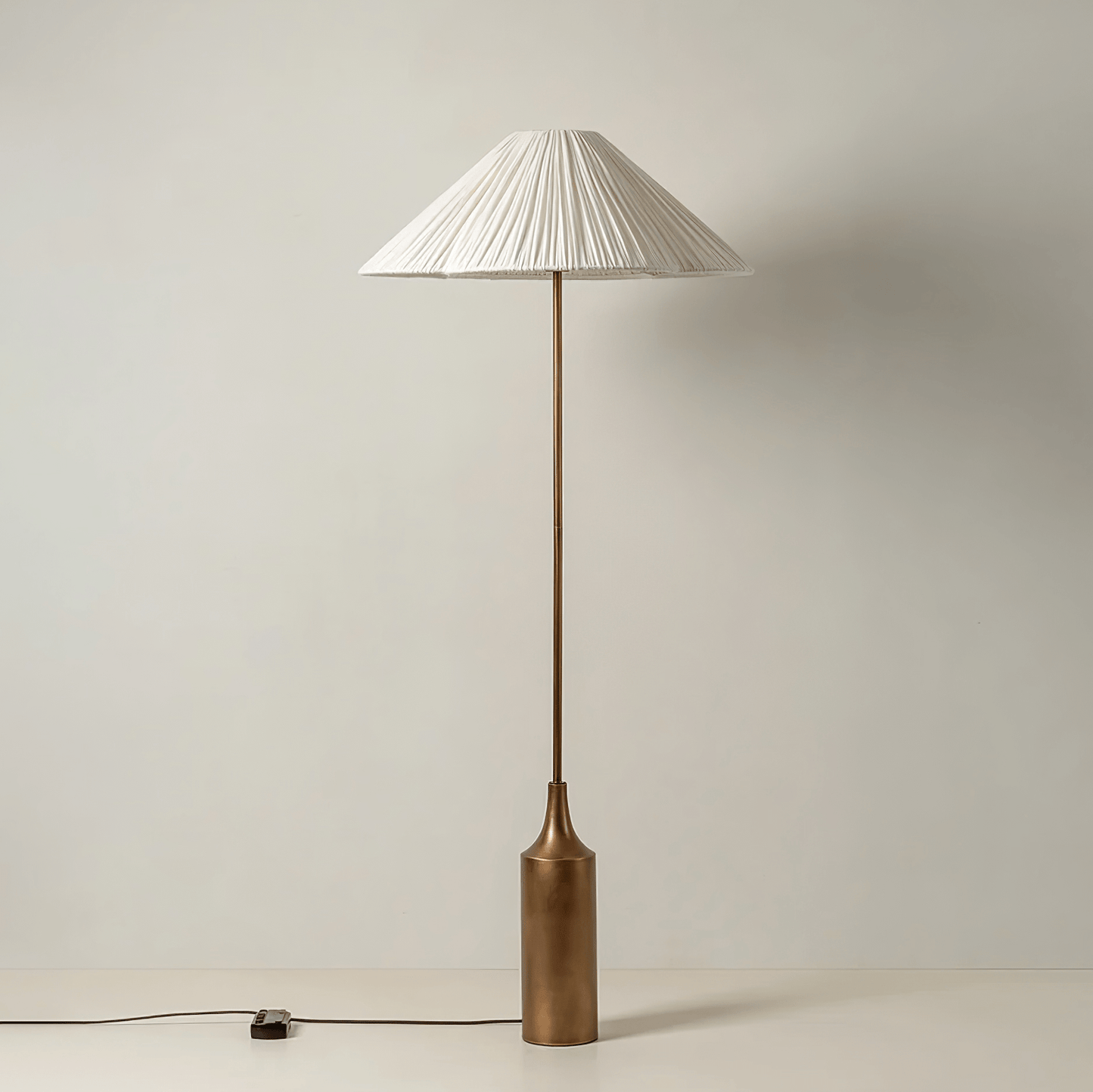 Natural Rattan Brass Floor Lamp for Modern Homes - Lusomart