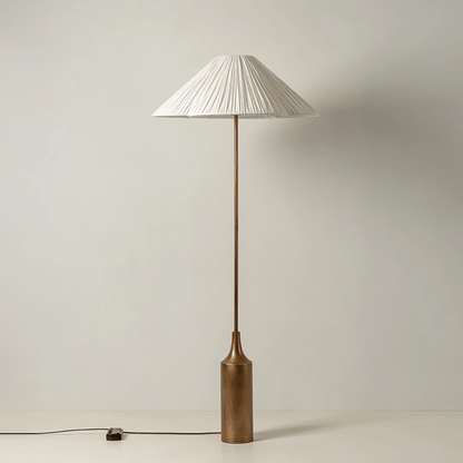 Natural Rattan Brass Floor Lamp for Modern Homes - Lusomart