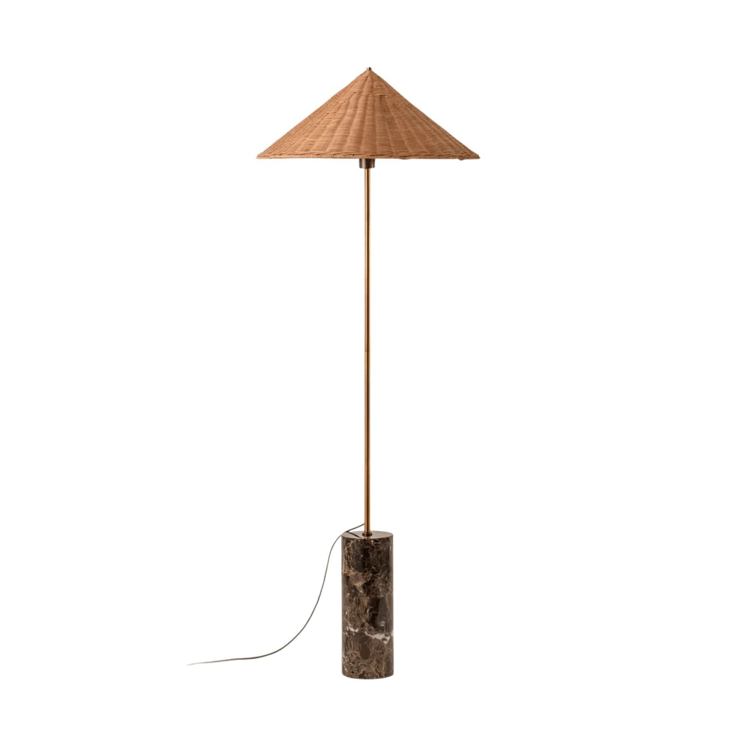 RattanGlow | Elegant Modern Rattan Brass Floor Lamp for Stylish Décor 1