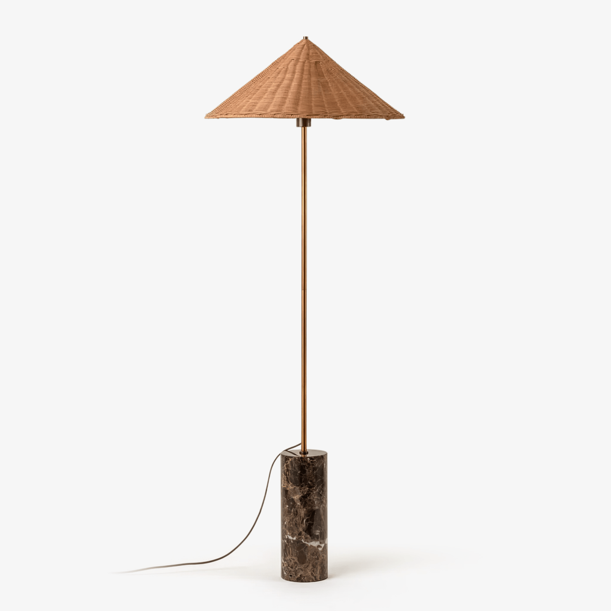 RattanGlow | Elegant Modern Rattan Brass Floor Lamp for Stylish Décor 2