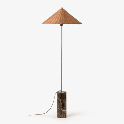 RattanGlow | Elegant Modern Rattan Brass Floor Lamp for Stylish Décor 2