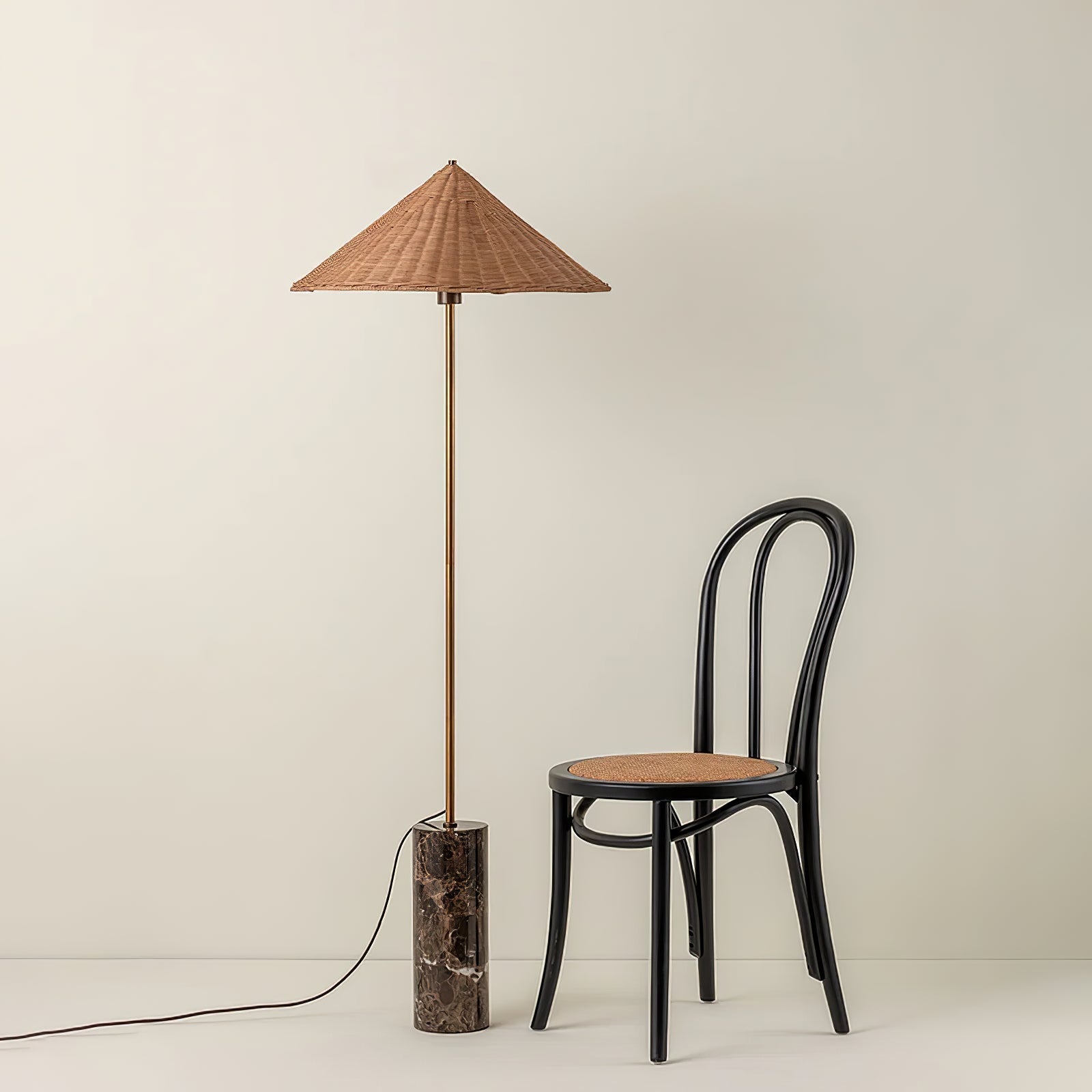 RattanGlow | Elegant Modern Rattan Brass Floor Lamp for Stylish Décor 7