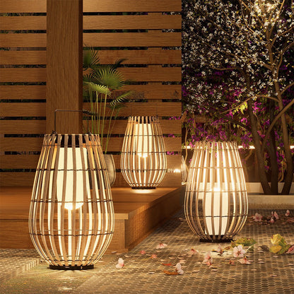 Outdoor Solar Powered Rattan Lanterns Waterproof - Lusomart