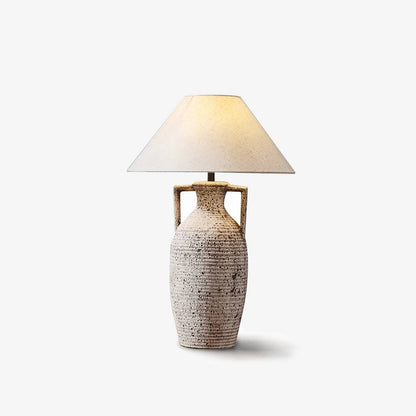 Rustic Clay Desk Lamp with Soft Warm Lighting