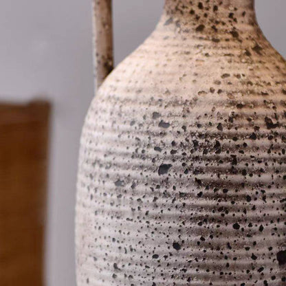 Rustic Clay Desk Lamp with Soft Warm Lighting