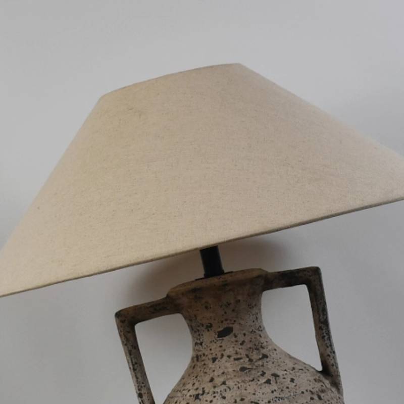 Rustic Clay Desk Lamp with Soft Warm Lighting