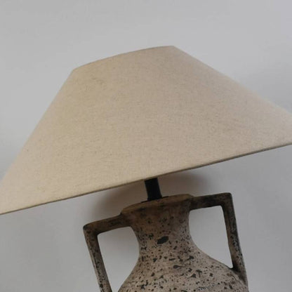 Rustic Clay Desk Lamp with Soft Warm Lighting