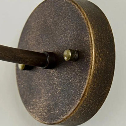 Vintage Round Metal Wall Light, Distressed Brass