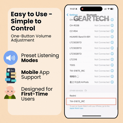 Easy Fit Digital Hearing Aids with Bluetooth App Control