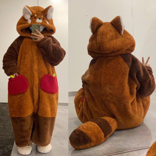 Soft Plush Red Panda Pajamas for Women Sleepwear - Lusomart