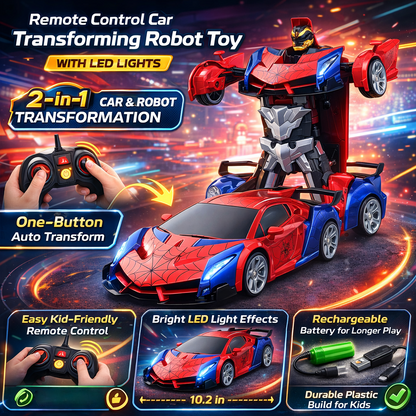 Fun LED Robot Toy Car Transforming Play Set for Kids