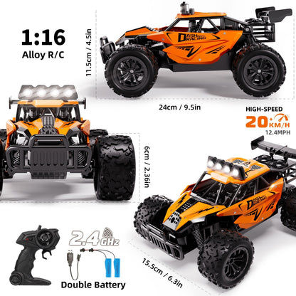 Fast RC Car with Metal Body and Bright LED Lights - Lusomart