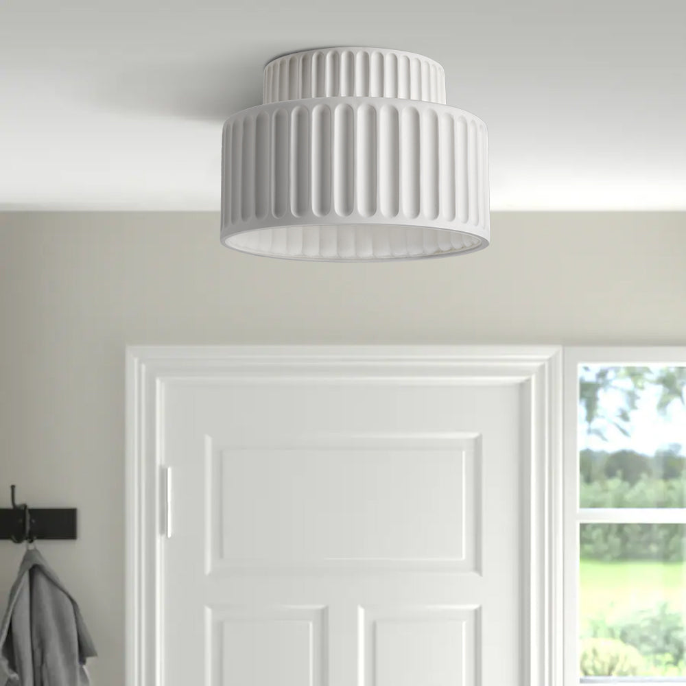 RibbedGlow | Stylish Retro Resin Flush Mount Ceiling Light Fixture 1