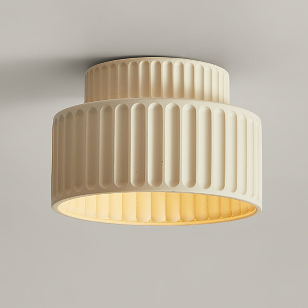 RibbedGlow | Stylish Retro Resin Flush Mount Ceiling Light Fixture 10