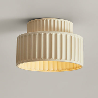 RibbedGlow | Stylish Retro Resin Flush Mount Ceiling Light Fixture 10