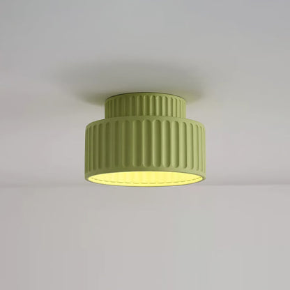 RibbedGlow | Stylish Retro Resin Flush Mount Ceiling Light Fixture 11